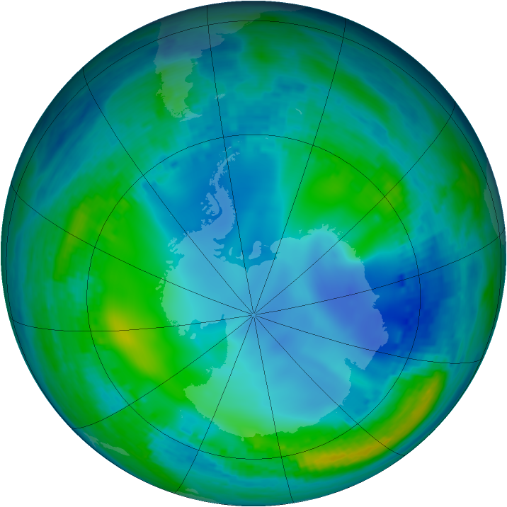 Antarctic ozone map for 25 May 2003